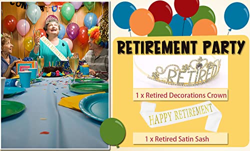 JETKONG Retirement Party Decorations Retired Tiara/Crown, Retired Sash for Women Retirement Gifts, Retirement Party Suppli...