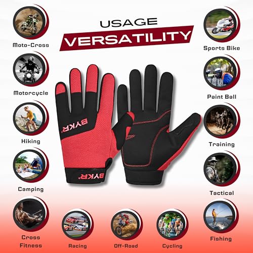 BYKR All-Weather Motorcycle Gloves for Men & Women – Protection for Dirt Bike, BMX, MX, and ATV Riding