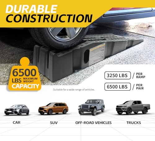 MaxxHaul 50947 Lift Stackable Vehicle Car Ramp 6500 LBS Capacity Per Pair 3250 LBS Per Ramp 2 Pack