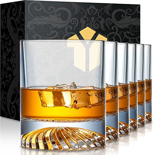 OPAYLY Whiskey Glasses Old Fashioned Glasses Set of 6 12oz Rocks Glasses Gift for Men Women Drinking Bourbon Scotch Cockta...
