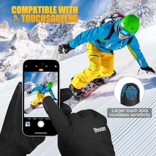 ihuan Ski Snow Winter Gloves Women Men Waterproof-Cold Weather Warm Thermal Touch Screen, Driving Hiking Motorcycle Cycling