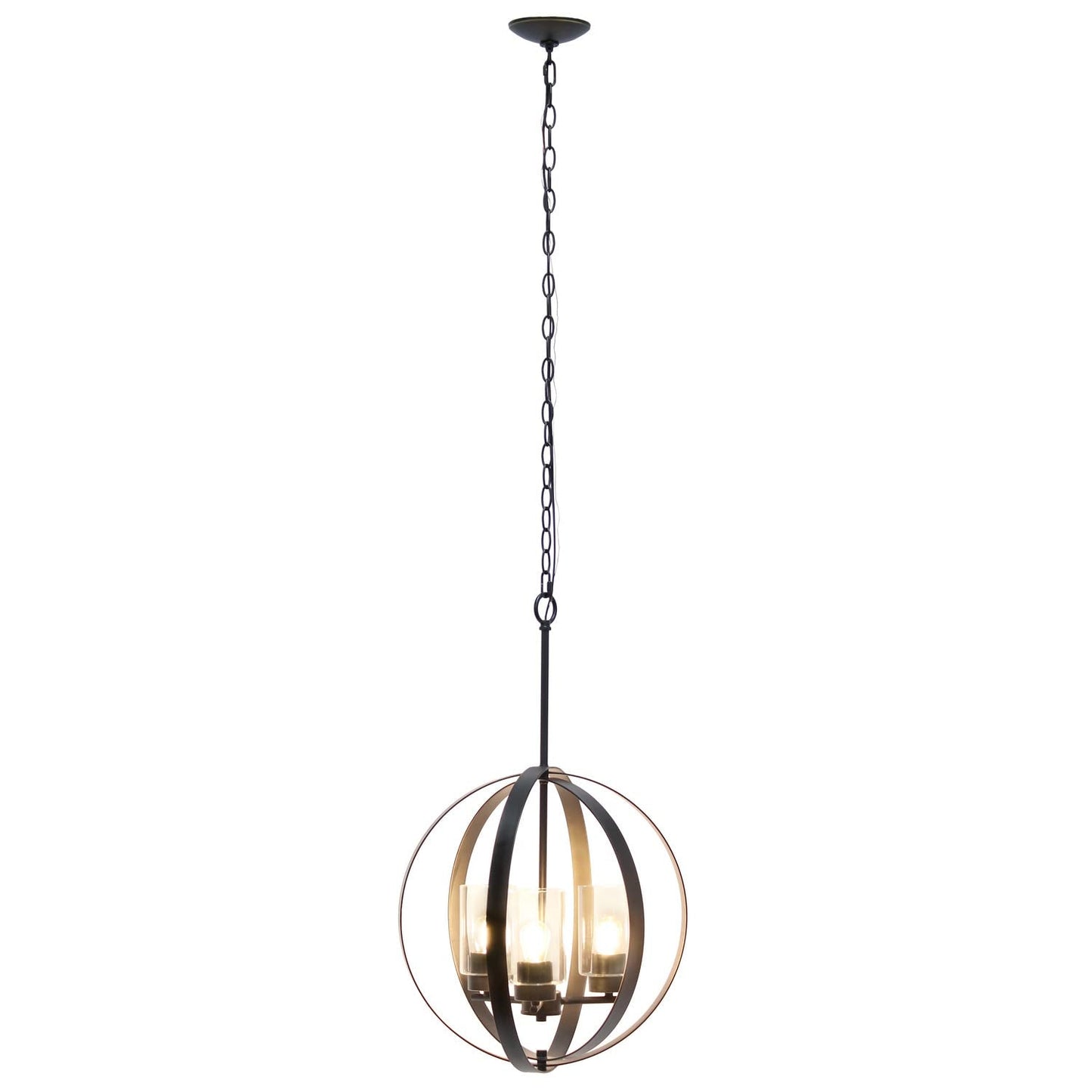 Elegant Designs 3-Light Pendant - Metal & Glass, 18in - Restoration Bronze, Model PT1021-RBZ