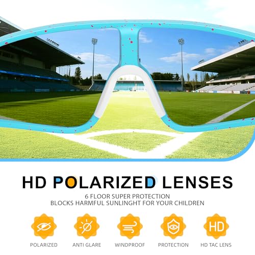 Kegrimi 3 Pack Kids Sunglasses Youth Baseball Polarized Sun Glasses Sports Cycling Running for Boys Girls UV Protection