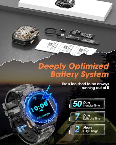 Military Smart Watches for Men (Answer/Make Calls), Watches for Men with Blood Pressure/Heart Rate/Sleep/100+ Sport Modes,...