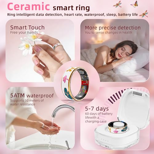 Potewek Smart Ring Health Tracker, Men & Women, Featuring a Heart Rate Monitor, Sleep Tracker, 8 Exercise Modes, Step Coun...