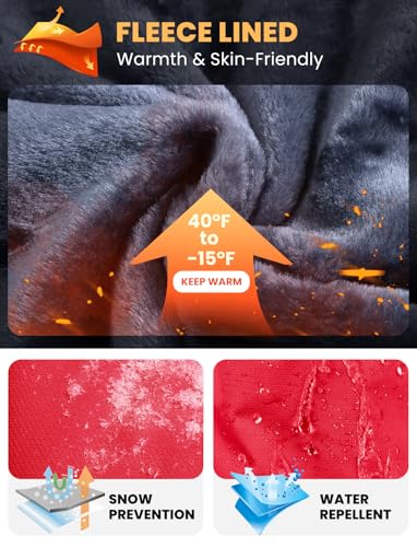 TBMPOY Men's Winter Jackets Skiing Waterproof Snow Thick Fleece Lined Hooded Utility Cold Weather Warm Outdoor Ice Work