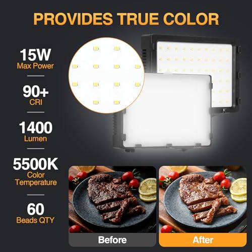 EMART 60 LED Continuous Portable Photography Lighting Kit for Table Top Photo Camera Video Recording Studio Light Lamp wit...