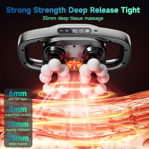 16-Head Massage Gun, 3 Modes & 30 Levels, Electric Massage Tool for Shoulder, Waist, Legs, Back Massager for Pain Relief D...