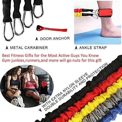 Resistance Bands, 15 Pieces Exercise Elastic Bands Set, 20lbs to 40lbs Resistance Tubes with Heavy Duty Protective Nylon S...