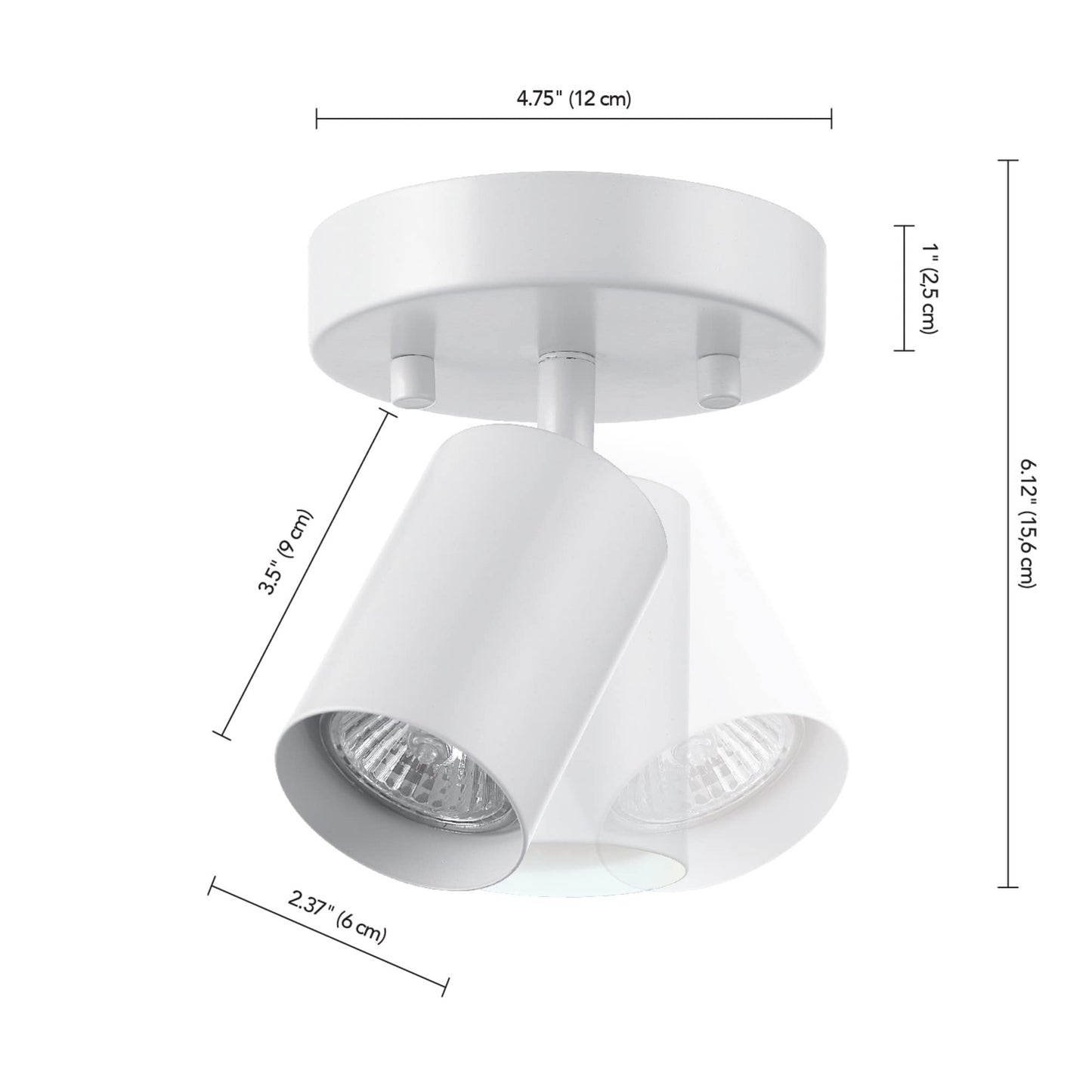 Globe Electric Pratt 1-Light Track Spotlight, Matte White, Metal, Model 57499, Bulb Not Included