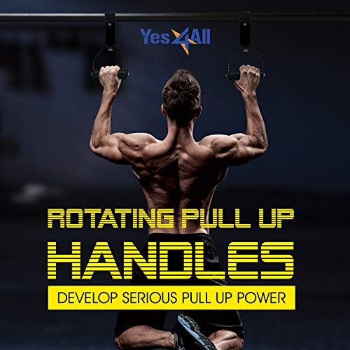 Yes4All Rotating Pull Up Handles for Pull Up Bar/Pull Up Grips/Barbell handles with Non-Slip & Foam Pad Grips - Twist Moti...
