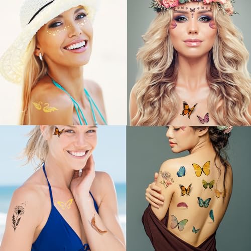 54 Sheets Gold Glitter Freckles Face Tattoo, 150+ Pcs Halloween Face Glitter Temporary Tattoo Stickers, Sparkle Freckles M...