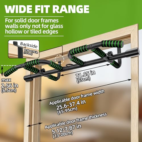 VBSD Upgrade Pull Up Bar for Doorway with Ergonomic Grip, Upto 440 Lbs Capacity No Screws Pullup Bar for Home Gym Indoor E...
