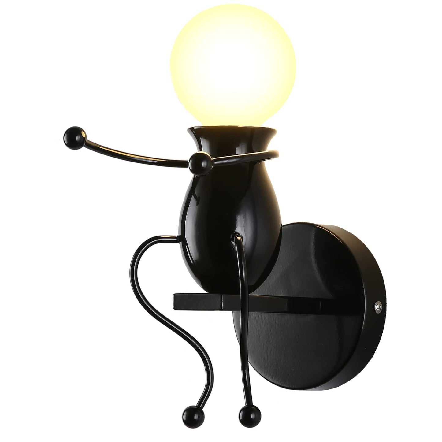 Southpo Led Doll Wall Light Fixtures Childhood Little People Wall Lamps Bedroom Mini Bedside Lamp Modern Children Cartoon Wall Sconces Gift Creative Decor Lighting Indoor 1?E26 Baking discomfort-reducingt (Black)