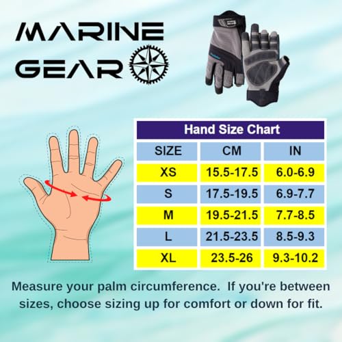 Marine Gear Sailing Gloves - 3-Finger Dexterity with Better Grip, Neoprene and Padded Knuckles, Reinforced Pressure Points