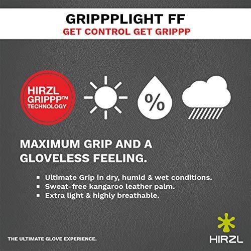 HIRZL Grippp Light FF Leather Bike Gloves, Black/White, Full Finger, Breathable, Ultra Lightweight, Sweat, Water and Abras...