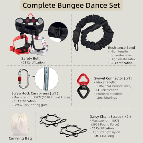 PRIORMAN Bungee Fitness Set, Heavy Resistance Band Set, Professional 4D Yoga Bungee Rope Workout Equipment W/6 Sizes, for ...