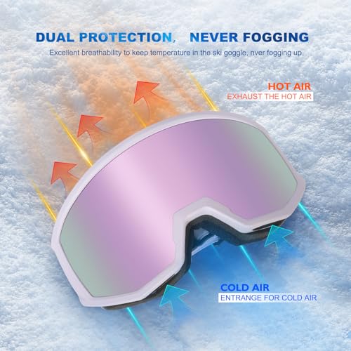 EXP VISION Ski/Snowboard Goggles, Anti-Fog Snow Goggles for Men & Women - Perfect for Skiing, Snowboarding & Winter Sports
