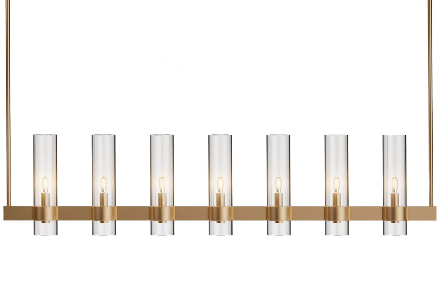 Yiosi Brass Kitchen Island Lighting- 7-Light Linear Chandelier  Adjustable 47 Modern Farmhouse Rectangle Pendant Light Fixtures  Dining Room  Bedroom