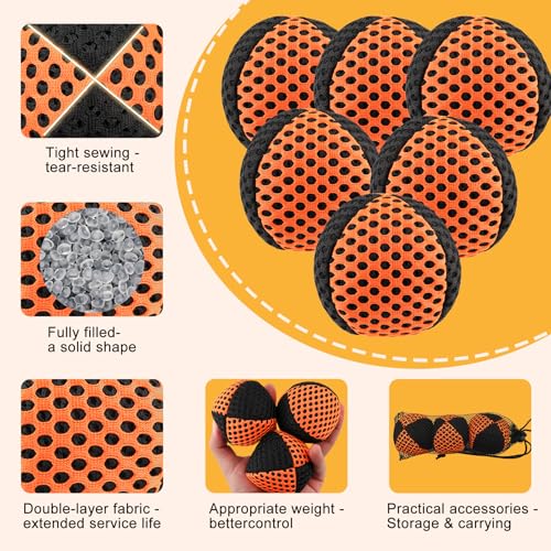 Hokoad 6 Packs Juggling Balls for Beginners and Professional, Weighted Juggle Balls with 2 Storage Bags, Juggling Bean Bag...
