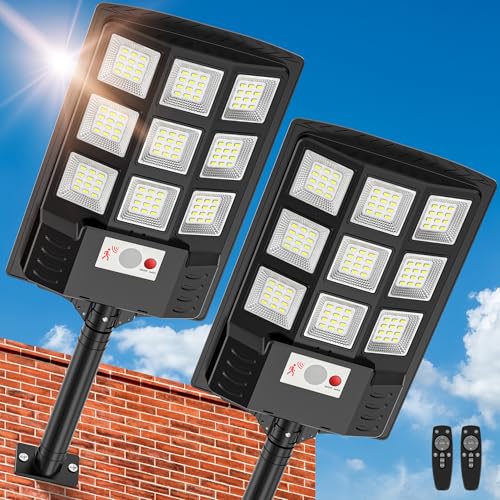 Solar Lights Outdoor,IP66 Waterproof Solar Street Lights Outdoor,6500K LED Dusk to Dawn Security Flood light with Motion S...