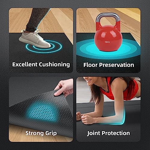GymCope Large Exercise Mat for Home Workout,12‘x6’/10'x6'/9'x6'/8'x6'/7'x5'/6'x4' (7mm) Extra Thick Workout Mat, High-Dens...