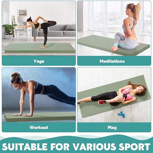 MABOZOO 2 Inch Thick Yoga Mat, 72''x24'x2" Foldable Extra Thick Exercise Mat Gymnastics Mat with PU Leather, Padded Yoga M...