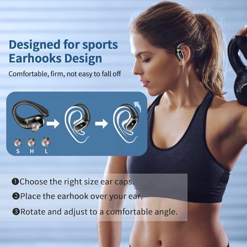 Wireless Earbuds, 2026 Bluetooth 5.4 Headphones Sport, 50Hrs HiFi Stereo Deep Bass Over-Ear buds with ENC Noise Cancelling...