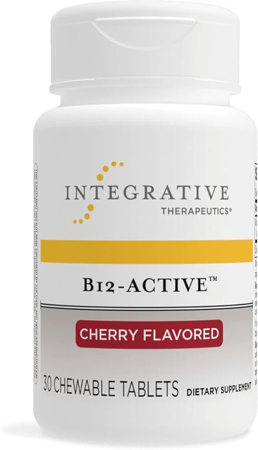 Integrative Therapeutics B12-Active - Active Form Methylcobalamin - Nerve Function Support Supplement for Men & Women* - Chewable Formula - 30 Tablets, Cherry Flavored