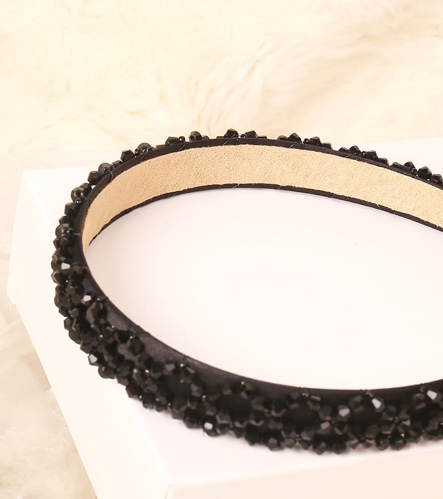 YARN & INK Women's Crystal Diamond Beaded Headbands Non Slip, Fashion Headband Cute Bling HairBand Hair Accessories Vintage for