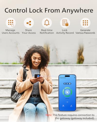 Philips Wi-Fi Smart Lock with Handle, Keyless Entry Keypad Door Lock with Handle, Front Door Deadbolt Set with WiFi Gatewa...