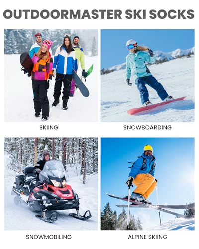 OutdoorMaster Merino Wool Ski Socks for Men & Women, Unisex Thermal Winter Warm Snowboarding Socks for Cold Weather
