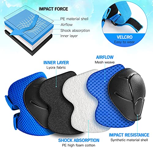 Wemfg Kids Protective Gear Set Knee Pads for Kids 3-14 Years Toddler Knee and Elbow Pads with Wrist Guards 3 in 1 for Skat...