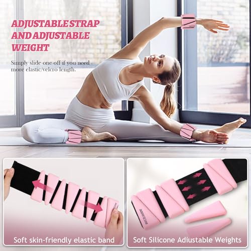 BECOJADDE Ankle Weights Set of 2 (1 lb/2 lb/3 lb Each) Adjustable Wrist Weights for Women Men Wearable Arm Leg Weight for ...