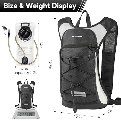 OUTSKIRT Hydration Backpack with 2L Water Bladder, Lightweight and Breathable Running Hydration Pack, Water Backpack for H...