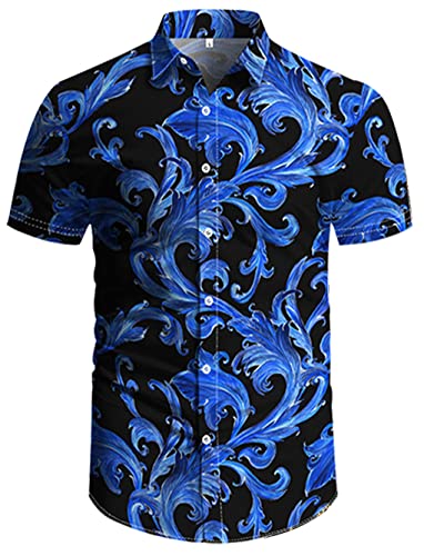 RPOVIG Beach Outfit Matching Shirts Shorts Men's Hawaiian Festival Floral Clothes 2 piece Sets with Bucket Hat