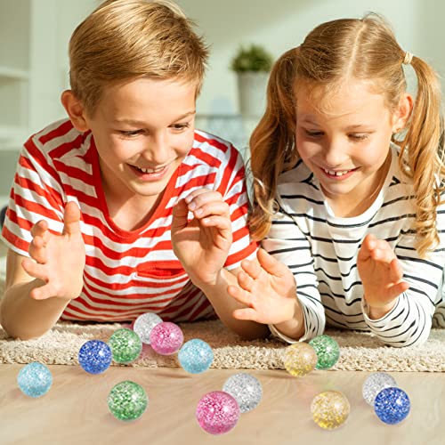 Ayfjovs 24PCS Glitter Bouncy Balls for Kids Party Favors, 32mm 6 Colors Rubber Bounce Balls Bulk, Easter Bag Filling, East...
