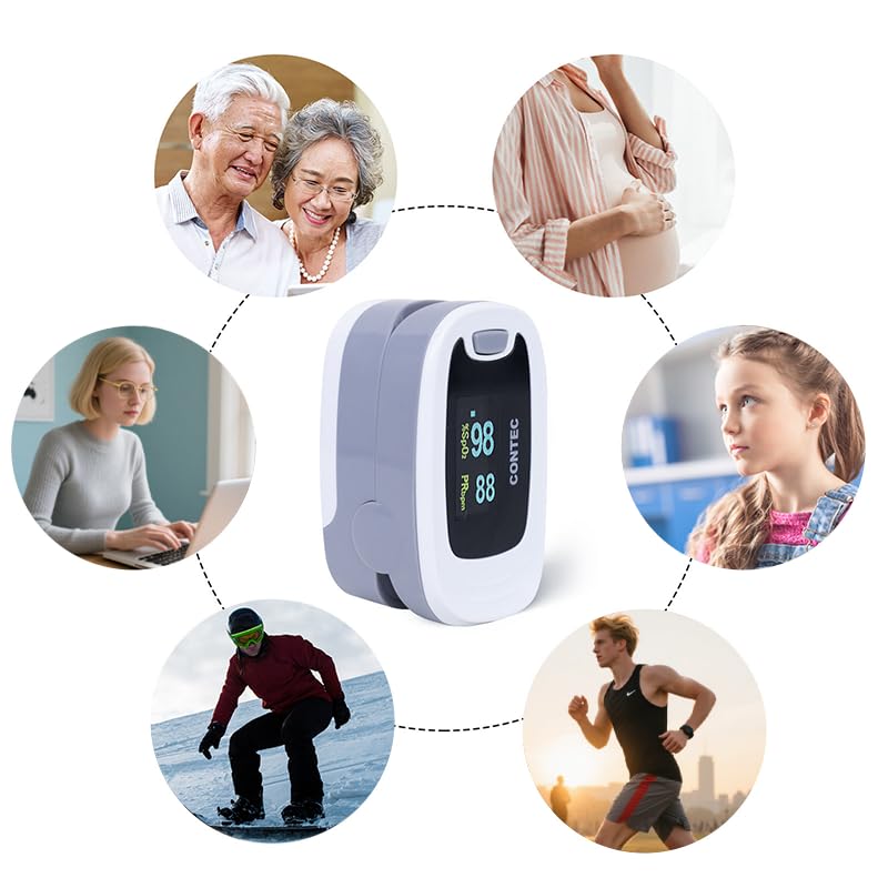 CONTEC CMS50NA Pulse Oximeter Fingertip Blood Oxygen Saturation Monitor SpO2 and PR Value Waveform Blood Oxygen Neck/Wrist...