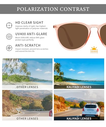 KALIYADI Sunglasses Womens Polarized Womens-Sunglasses: Trendy Sun Glasses with UV400 Retro Style for Party Beach Shopping