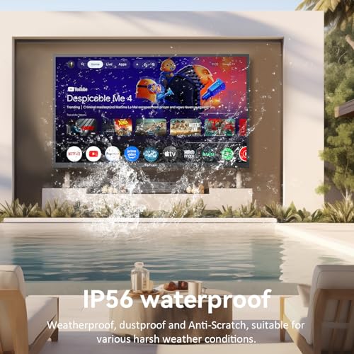 SYLVOX Outdoor TV, 65 inch Smart TV Waterproof Outdoor TVs, 4K Weatherproof Television for Outside,Support Google Assistan...