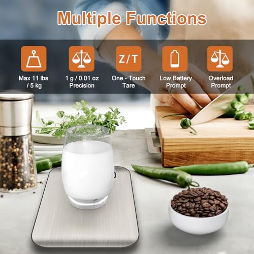 CROWNFUL Food Scale, 11 lb Digital Kitchen Scales with Built-in Coin Battery, Weight Ounces and Grams for Cooking and Baki...