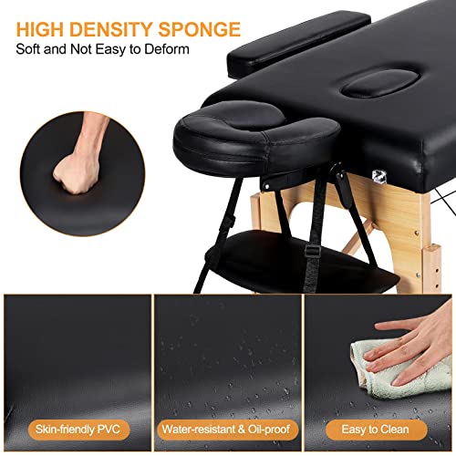 Yaheetech Massage Table Portable Lash Beds Spa Bed Massage Couch Foldable Spa Tables Adjustable 2 Fold with Non-Woven Bag ...