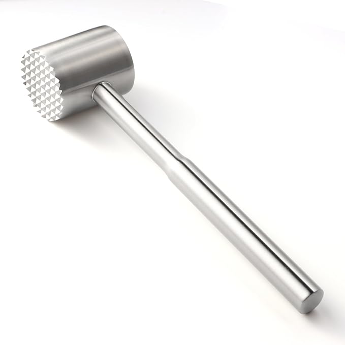 Stainless-Steel Meat Tenderizer Mallet - Meat Tenderizer Tool for Pounder Chicken, Beef, Steak, Pork, Dual-Sided with Ergonomic Handle, Kitchen Gadgets and Essentials Cooking Accessories