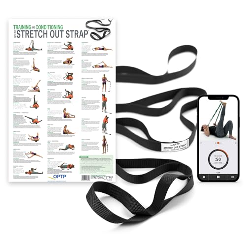 OPTP The Original Stretch Out Strap with Exercise Poster, USA Made Top Choice Stretch Out Straps for Physical Therapy, Yog...