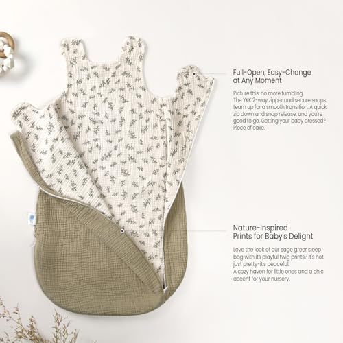 lulumoon Sleep Sack Muslin for Baby: Cotton Wearable Blanket for 3-9 Months - Soft Lightweight Ideal for Nursery Lounge Ni...