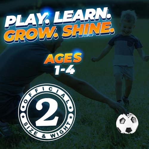 PlayBolt Soccer Ball Size 2/3/4 or 5 - Premium PVC Leather Cover - Youth Soccer Balls with Pump - Sports Training, Practic...