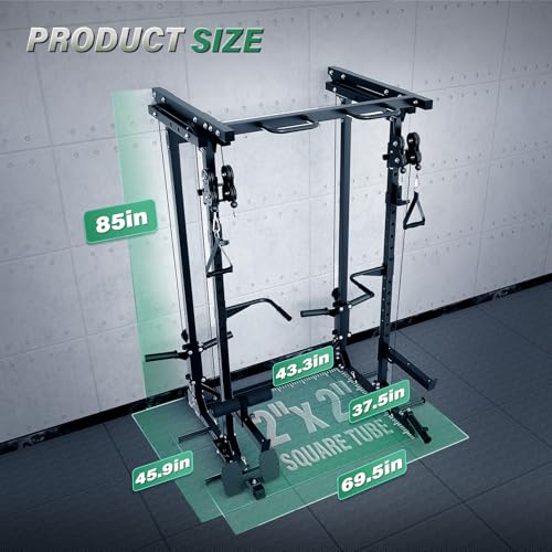 MAJOR FITNESS Drone3 Power Rack, 2500lbs Multi-Function Home Gym Squat Rack with Dual Pulley System, Pull-Up Bar & J-Hook...