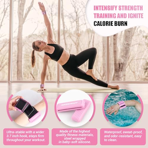 Pilates Wrist Ankle Weights for Women, Wearable Strong Arm & Leg Weights Set of 2(1 lb/2.2 lbs Each), Adjustable Ankle Wei...