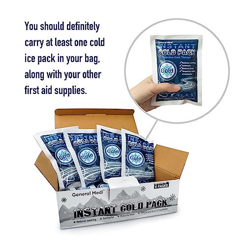 General Medi Instant Ice Cold Pack (4”x 5.5”) – 8 Packs Disposable Cold Therapy Ice Packs for Pain Relief, Swelling, Infla...