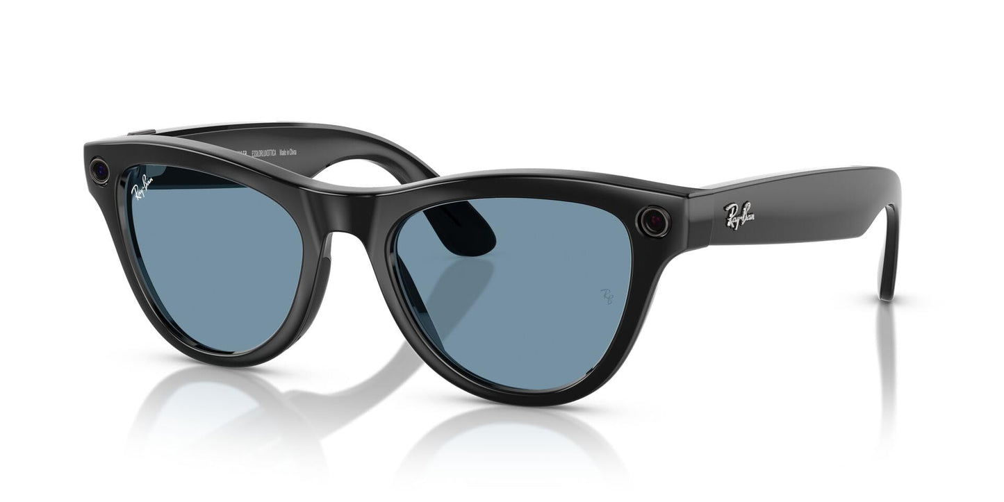 Meta Ray-Ban Glasses, Skyler, Shiny Black Frames, Cerulean Blue Transition Lenses